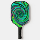 Raquette De Pickleball Super Abstrait Retro Green et Magenta Swirl (Verso)