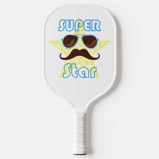 Raquette De Pickleball Super Star with sunglasses and mustache (Recto)