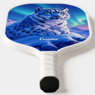Raquette De Pickleball Superbe léopard des neiges sur Mountain Rock