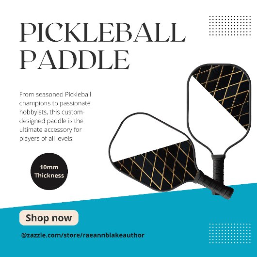 Raquette de Pickleball sur mesure demi-grille doré