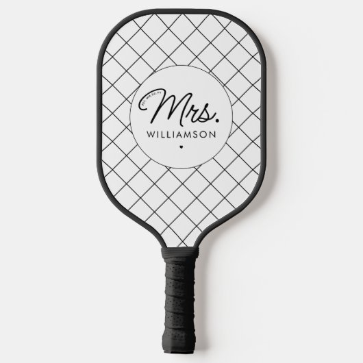 Raquette De Pickleball Sur Mesure, Mme Est. Script élégant moderne nouvel (Verso)