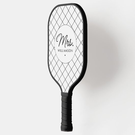 Raquette De Pickleball Sur Mesure, Mme Est. Script élégant moderne nouvel (Gauche)