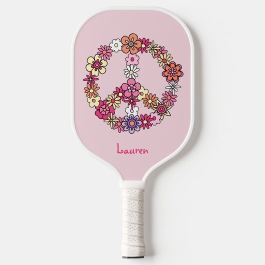 RAQUETTE DE PICKLEBALL SYMBOLE DE LA PAIX FLEURI (Recto)