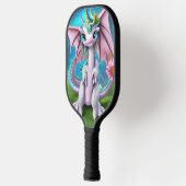 Raquette De Pickleball Sympa Dragon de Bébé souriant avec Poster Fleurs (Gauche)
