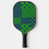 Raquette De Pickleball Taches à pois verts bleus Patchwork  (Recto)