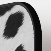 Raquette De Pickleball Taches de vache noire et blanche texture motif fau (Détail gauche)