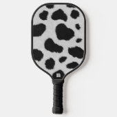 Raquette De Pickleball Taches de vache noire et blanche texture motif fau (Verso)