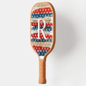 Raquette De Pickleball Tan Russe Drapeau Américain Monogramme (Gauche)
