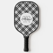 Raquette De Pickleball Tartan motif Noël noir blanc Monogramme (Verso)