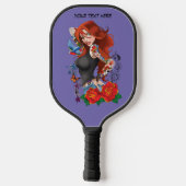 Raquette De Pickleball Tatouages de femme rousse (Verso)