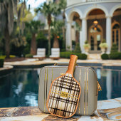 Raquette De Pickleball Taupe sophistiquée et monogramme or