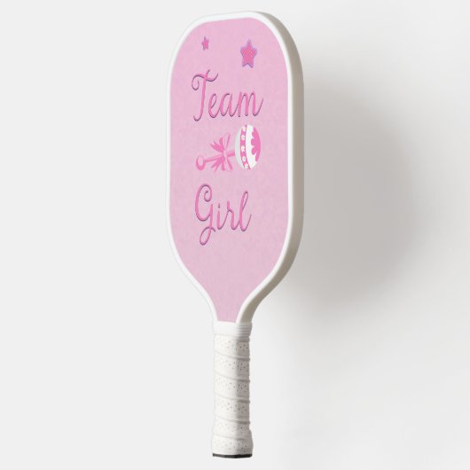 Raquette De Pickleball Team Girl with Baby Rattle Genre Reveal (Gauche)