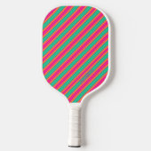 Raquette De Pickleball Tendance Moderne Monogramme Rayé Nom (Verso)