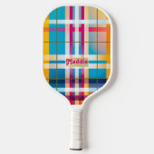 Raquette De Pickleball Tendance Monogramme couleur plaid (Verso)