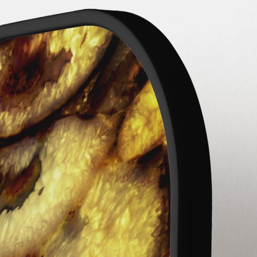 Raquette De Pickleball Terme Vert or noir Quartz Agates monogramme (Détail gauche)