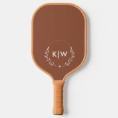 Raquette De Pickleball Terracotta et Blanc | Monogramme Initiales Moderne (Verso)