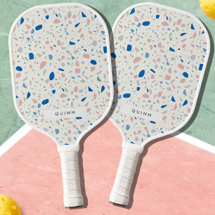 Raquette De Pickleball Terrazzo Motif Neutre Naturel Élégant