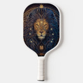 Raquette De Pickleball Tête de lion céleste Monogramme moderne (Verso)