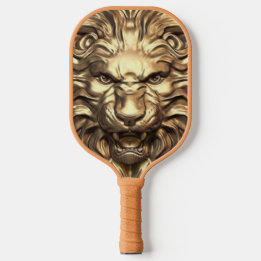 Raquette De Pickleball Tête de lion doré rugissant. Personnaliser