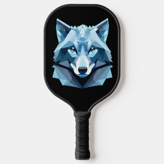 Raquette De Pickleball Tête de loup géométrique bleue (Recto)