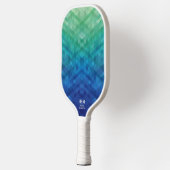 Raquette De Pickleball Texte de monogramme personnalisé bleu vert Gradiom (Gauche)