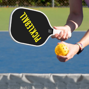 Raquette De Pickleball Texte diagonal jaune vif gras années 90 sur fond n