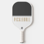 Raquette De Pickleball Texte Fancy gris foncé blanc couleur bloc PICKLEBA (Verso)
