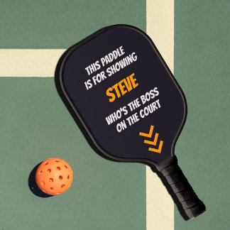 Raquette De Pickleball Texte personnalisé amusant Noir personnalisé