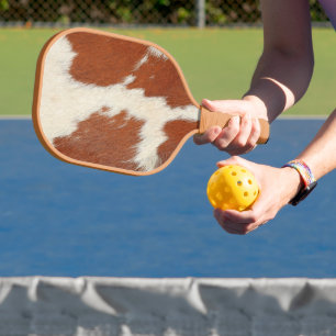 Raquette De Pickleball texture Brown et blanche de la vache