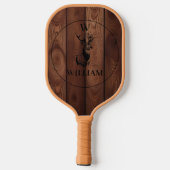 Raquette De Pickleball Texture en bois rustique et monogramme de cerfs su (Verso)
