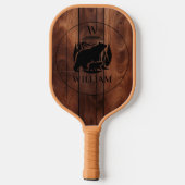 Raquette De Pickleball Texture en bois rustique sur mesure et monogramme (Verso)