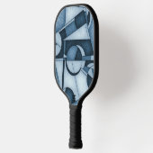 Raquette De Pickleball Textured Cyanotype Geometric Abstract Art (Gauche)