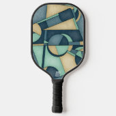 Raquette De Pickleball Textured Teal Gold Geometric Abstract Art (Verso)