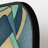 Raquette De Pickleball Textured Teal Gold Geometric Abstract Art (Détail gauche)