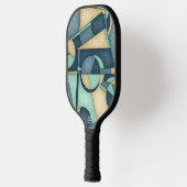 Raquette De Pickleball Textured Teal Gold Geometric Abstract Art (Gauche)
