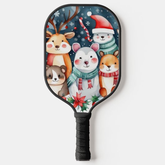 Raquette De Pickleball Thème de Noël Animaux mignons (Recto)