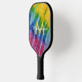 Raquette De Pickleball Tie Dye Nom initial Rouge Bleu Vert (Gauche)