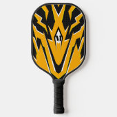 Raquette De Pickleball Tiger Skin Design Orange et Noir Monogramme modern (Recto)