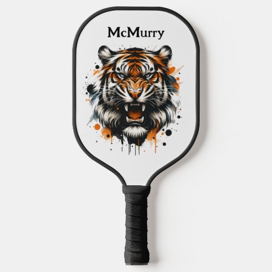 Raquette De Pickleball Tigre féroce Monogramme moderne (Recto)