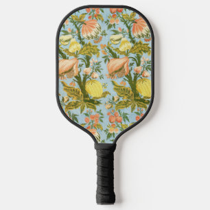 Raquette De Pickleball Tissu damassé floral aux fruits de style baroque c