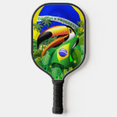 Raquette De Pickleball Toco Toucan avec drapeau brésilien (Verso)