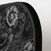 Raquette De Pickleball Tons de gris floral (Détail gauche)