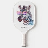 Raquette De Pickleball Tons roses Silly Zebra Moderne Monogramme (Verso)