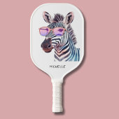 Raquette De Pickleball Tons roses Silly Zebra Moderne Monogramme