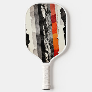 Raquette De Pickleball Torn-Edge Monochrome with Ember Bands, Modern Wall