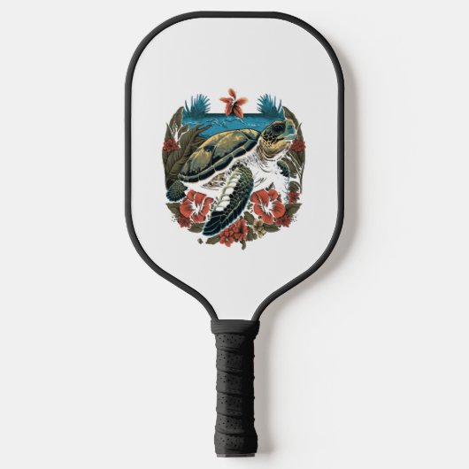 Raquette De Pickleball Tortue de mer hawaïenne Hibiscus Fleur (Recto)