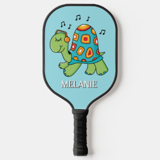Raquette De Pickleball Tortue mignonne avec notes musicales Personnalisé