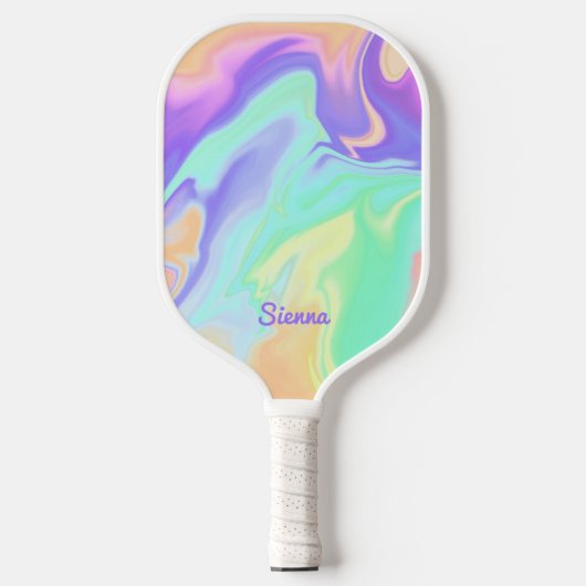 Raquette De Pickleball Tourbillonnant Tie Dye Pastel Super Nom monogramme (Recto)