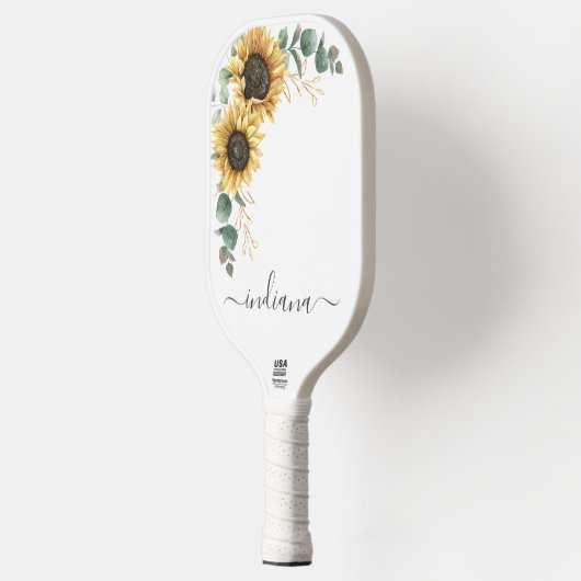 Raquette De Pickleball Tournesol Eucalyptus Nom de Script Botanique (Gauche)