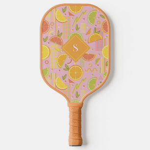 Raquette De Pickleball Tranches de fruits d’agrumes roses des années 80